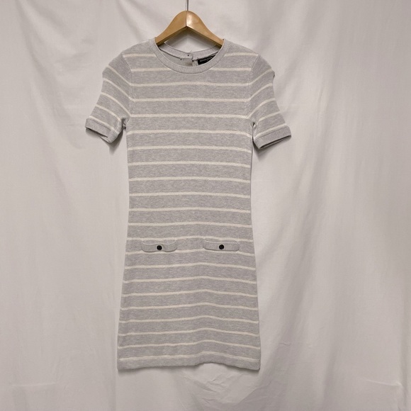 Banana Republic Grey Striped Knit Sweater Dress Short Sleeve Size XS - Picture 1 of 13
